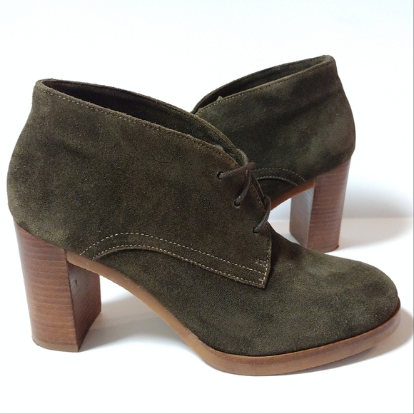 Johnston & Murphy Women's Suede heeled Lace Up Ankle Boots Forest green Size 9 - Picture 4 of 7